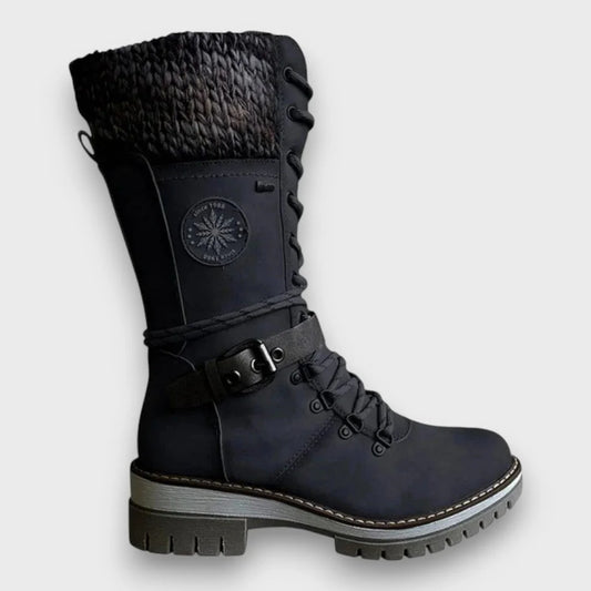 Grey Lace-Up Winter Boots – Warm Lined