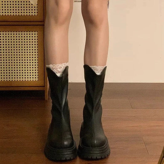 Chelsea Boots Black Chunky Lug Sole - Black