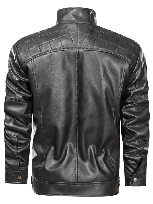 Men’s Biker Jacket Black Waist Tabs — Black — view 2