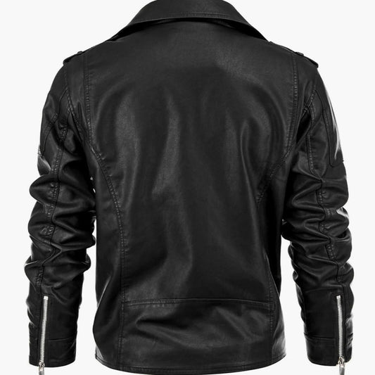 Men’s Biker Jacket Black Double Buckle — Black — view 2