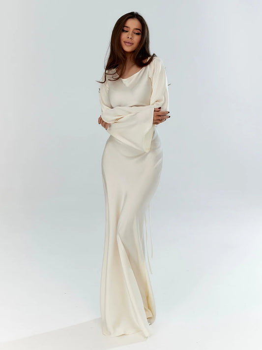 Wedding Guest Dress – Black Long Sleeve Maxi