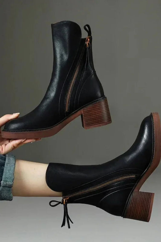 Ivy | Ankle Boots Block Heel Side Zip