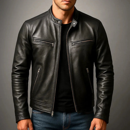 Men's Biker Jacket with Zip Pockets