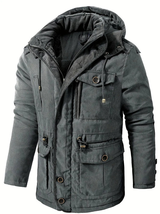 Men's Hooded Jacket – Black Insulated Utility