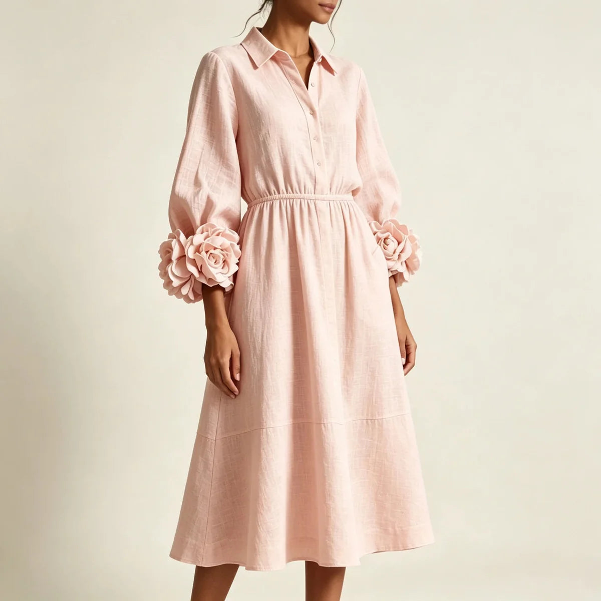 Floral Cuff Midi Dress