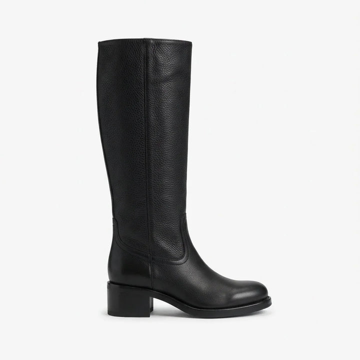 Black Knee High Boots – Wide Fit Leather-Look