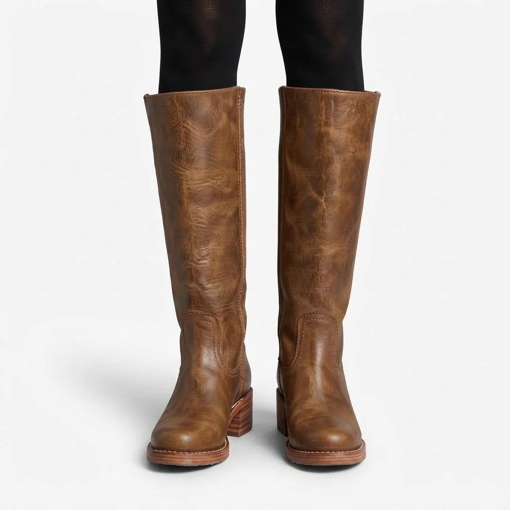 Black Knee High Boots – Wide Fit Leather-Look