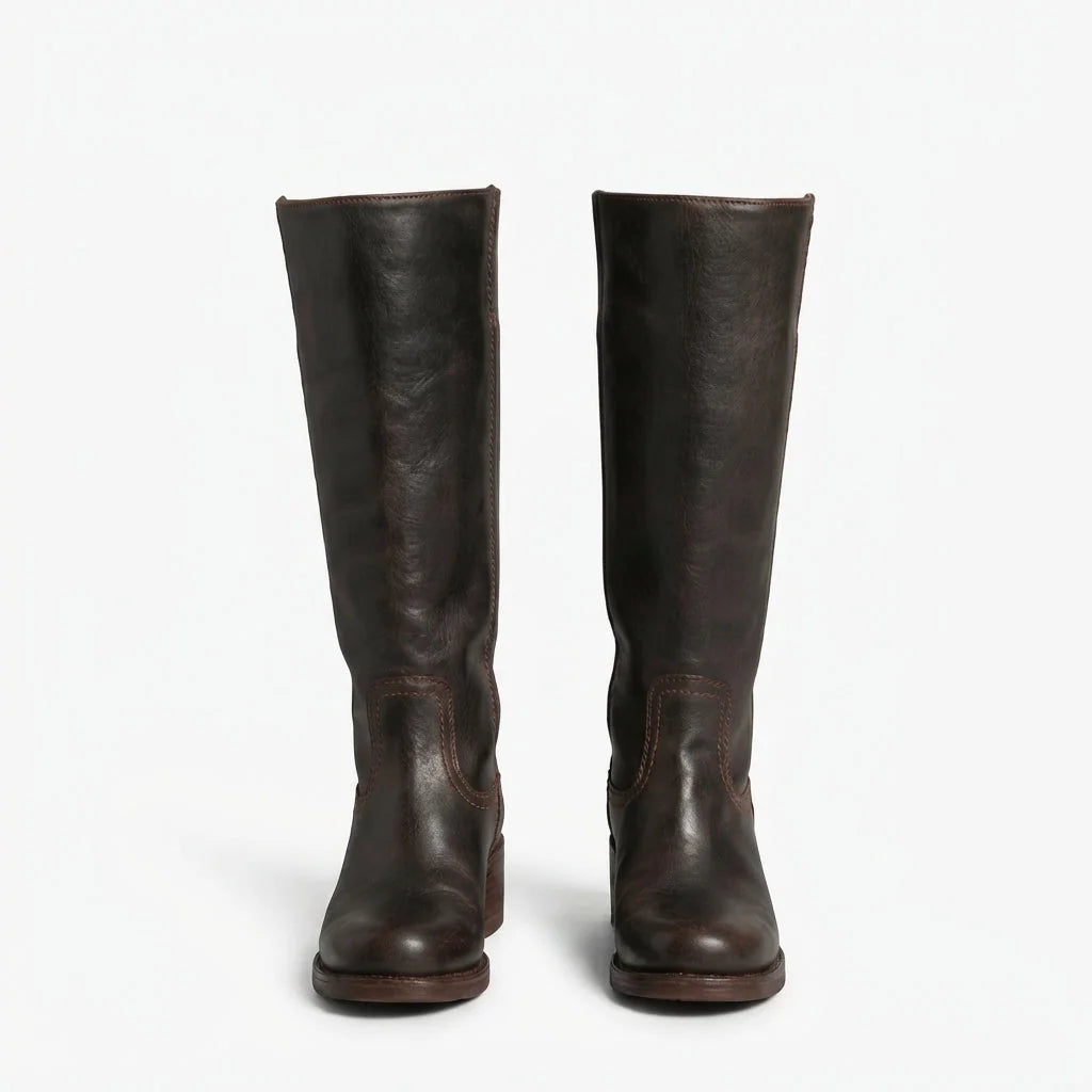 Black Knee High Boots – Wide Fit Leather-Look