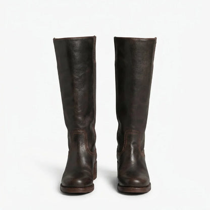 Black Knee High Boots – Wide Fit Leather-Look