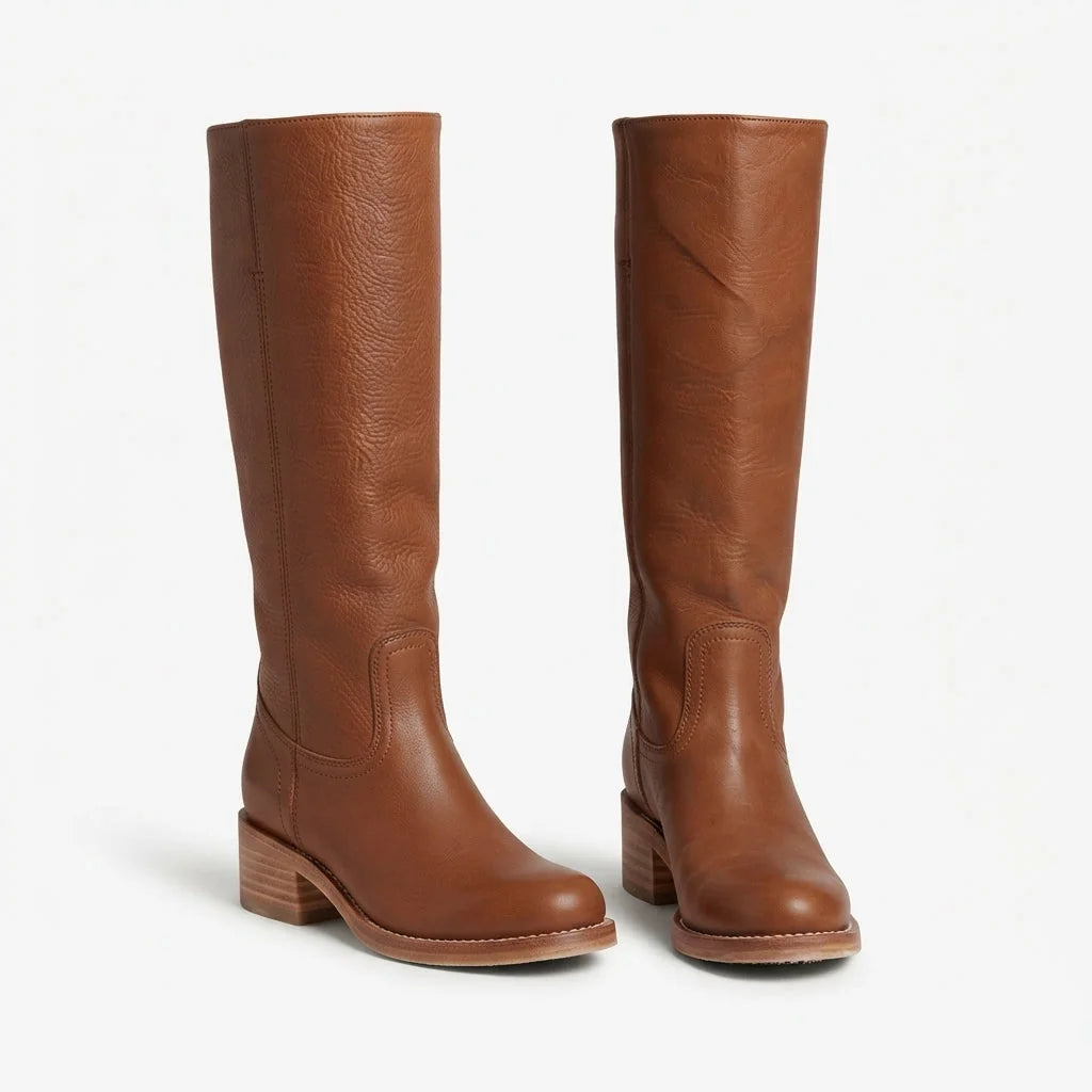 Black Knee High Boots – Wide Fit Leather-Look