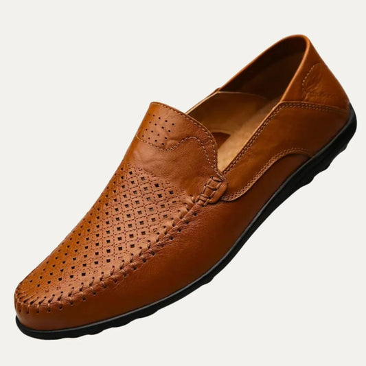 Brown Men's Leather Loafers – Breathable Slip-On