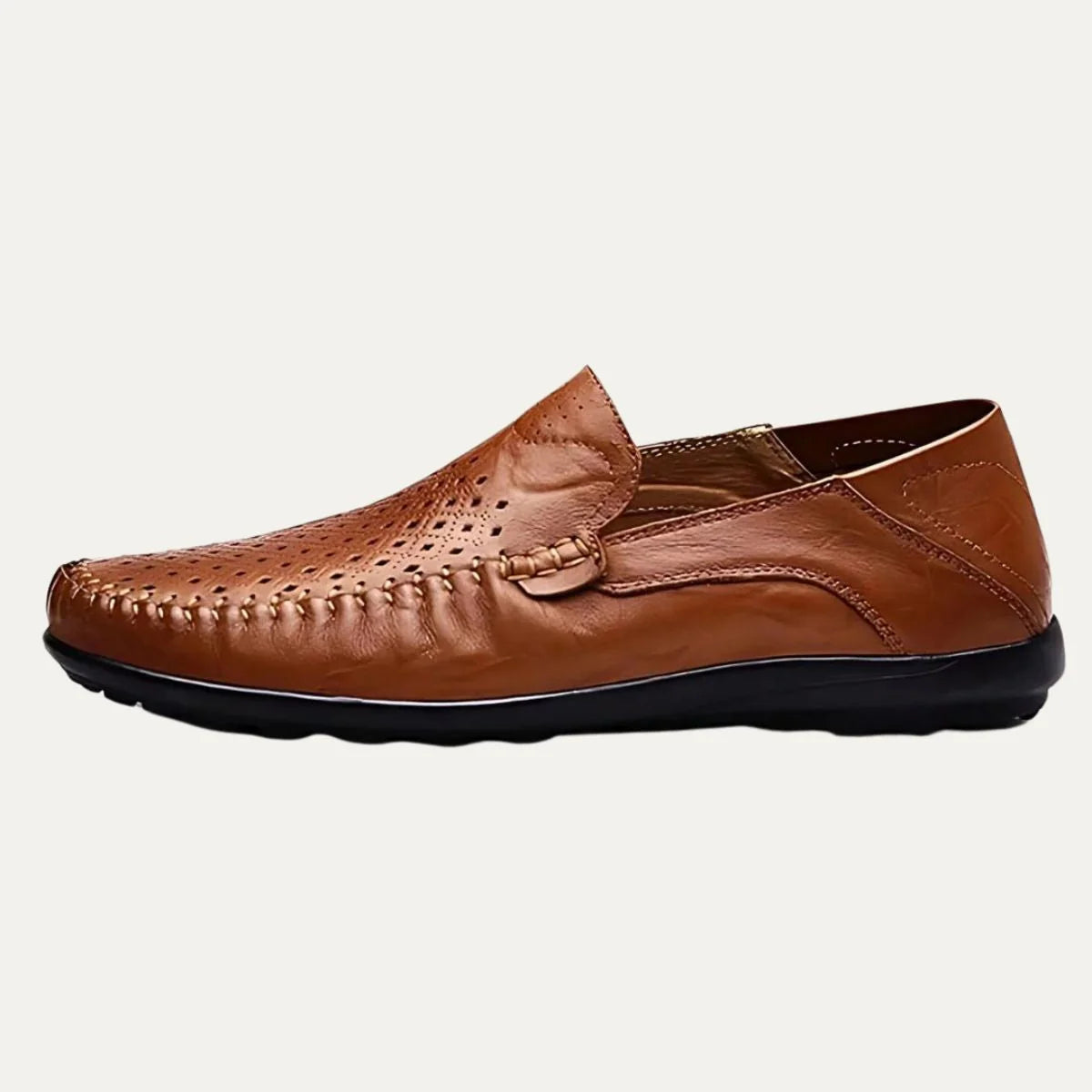 Brown Men's Leather Loafers – Breathable Slip-On