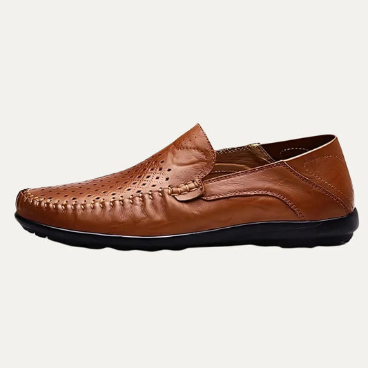 Brown Men's Leather Loafers – Breathable Slip-On