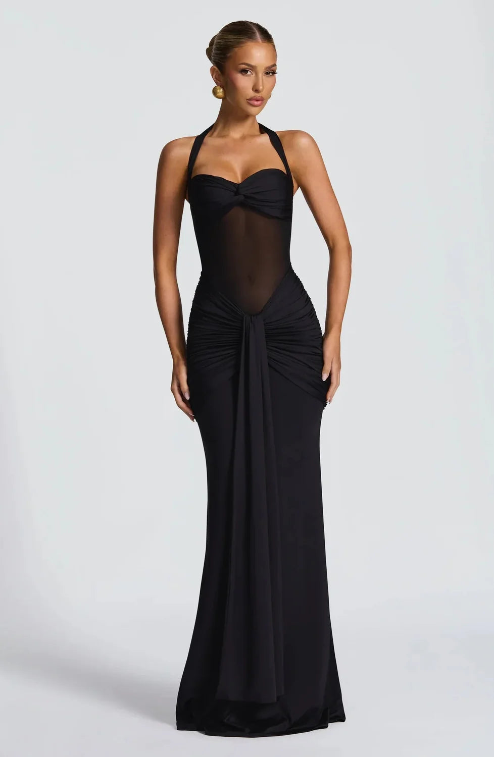 Burgundy Evening Maxi Dress – Hourglass Silhouette