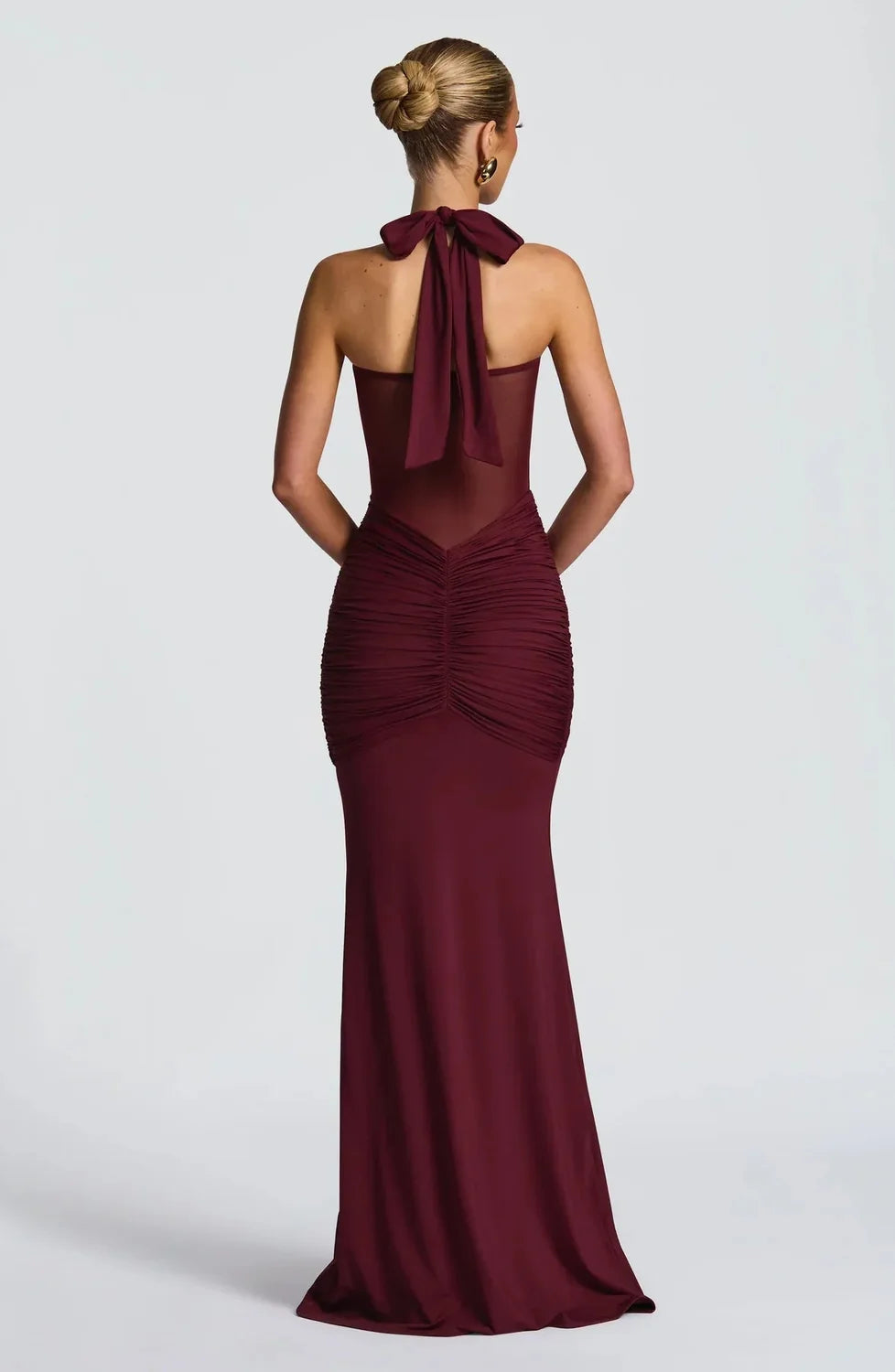 Burgundy Evening Maxi Dress – Hourglass Silhouette