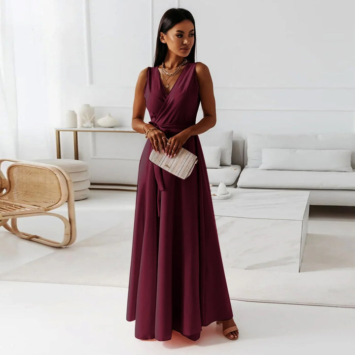 Burgundy Wrap Maxi Dress – Wedding Guest