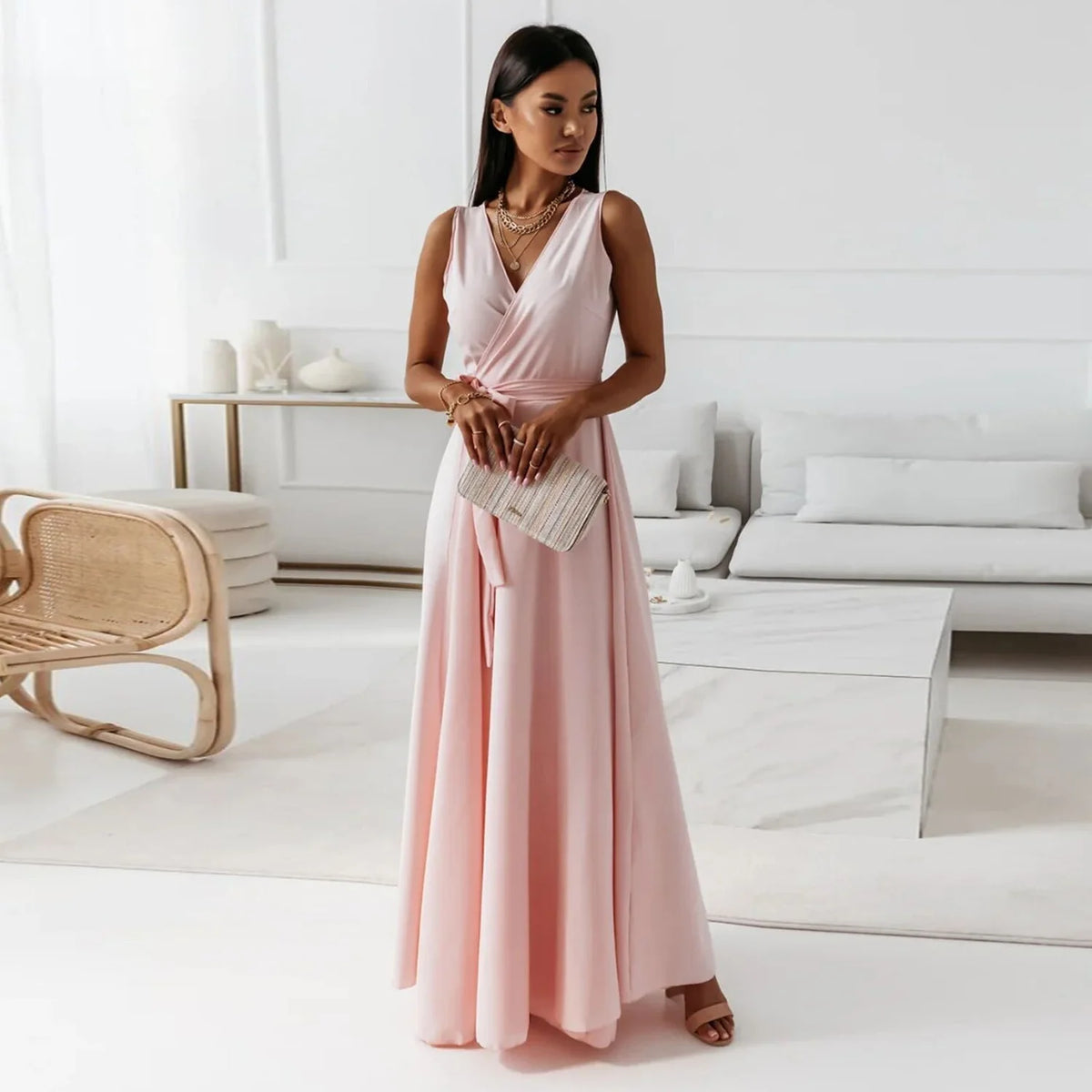Burgundy Wrap Maxi Dress – Wedding Guest