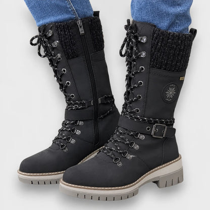 Grey Lace-Up Winter Boots – Warm Lined