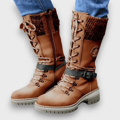 Grey Lace-Up Winter Boots – Warm Lined