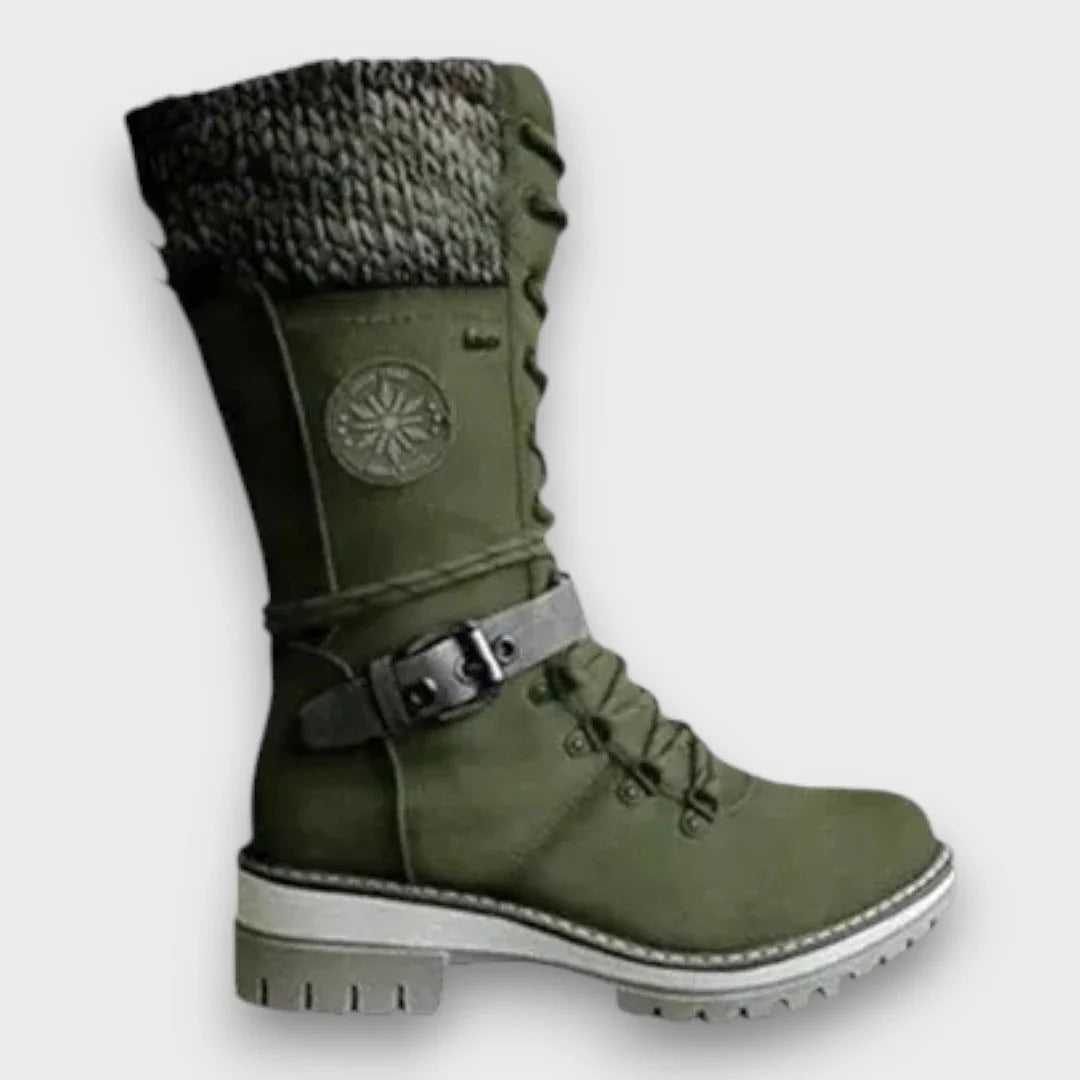 Grey Lace-Up Winter Boots – Warm Lined