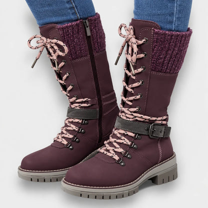 Grey Lace-Up Winter Boots – Warm Lined