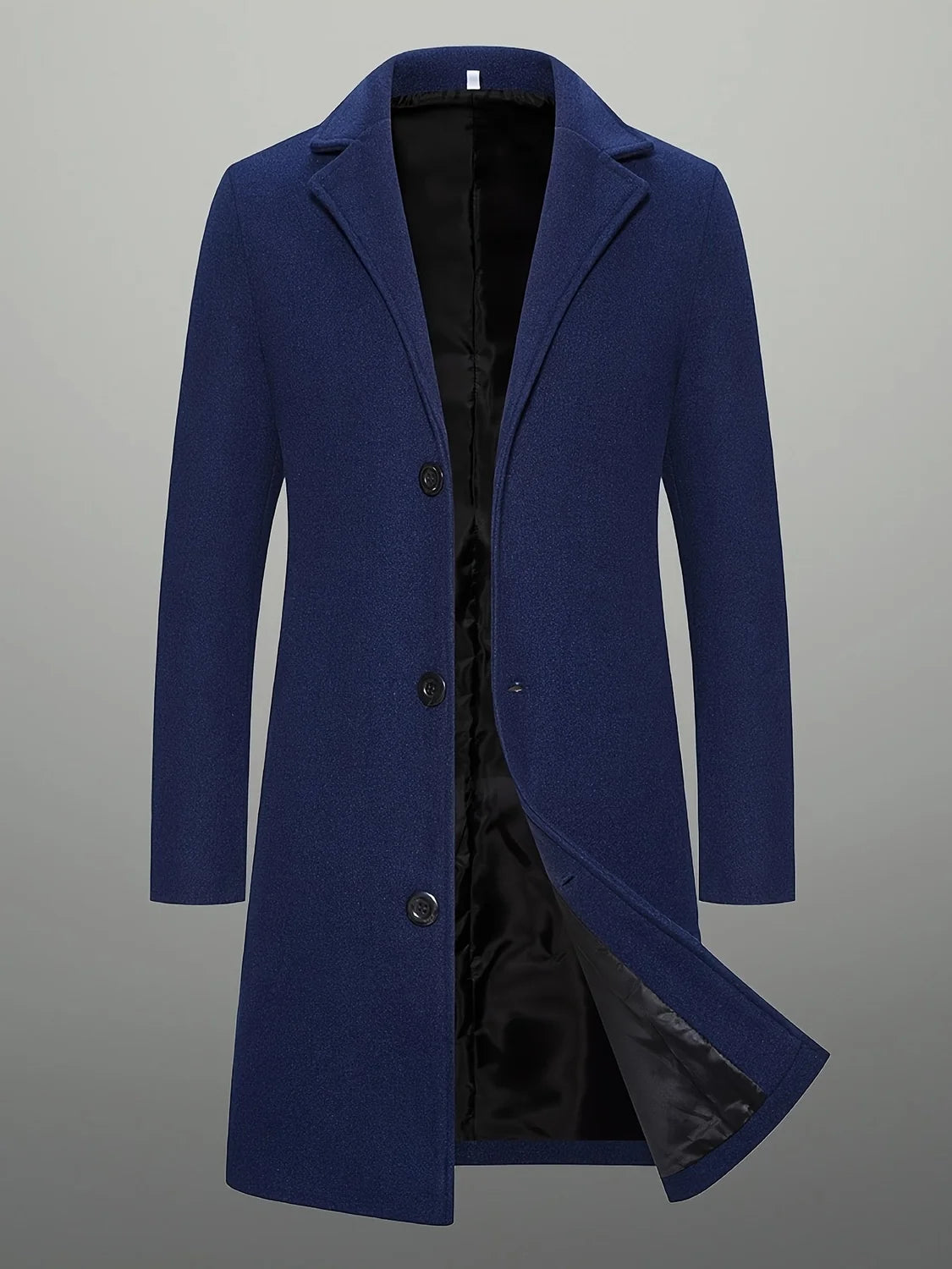 Khaki Men's Tweed Coat – Mid-Length Button Front