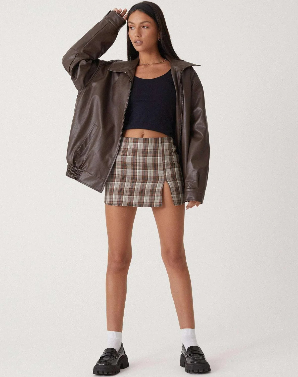 Black Faux Leather Jacket – Oversized Zip Winter