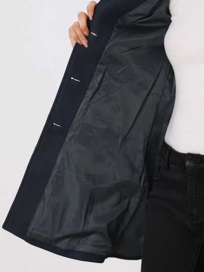 Black Winter Coat – Button Front Tailored A-Line
