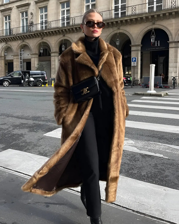 Brown Faux Fur Coat – Long Winter Statement - Brown