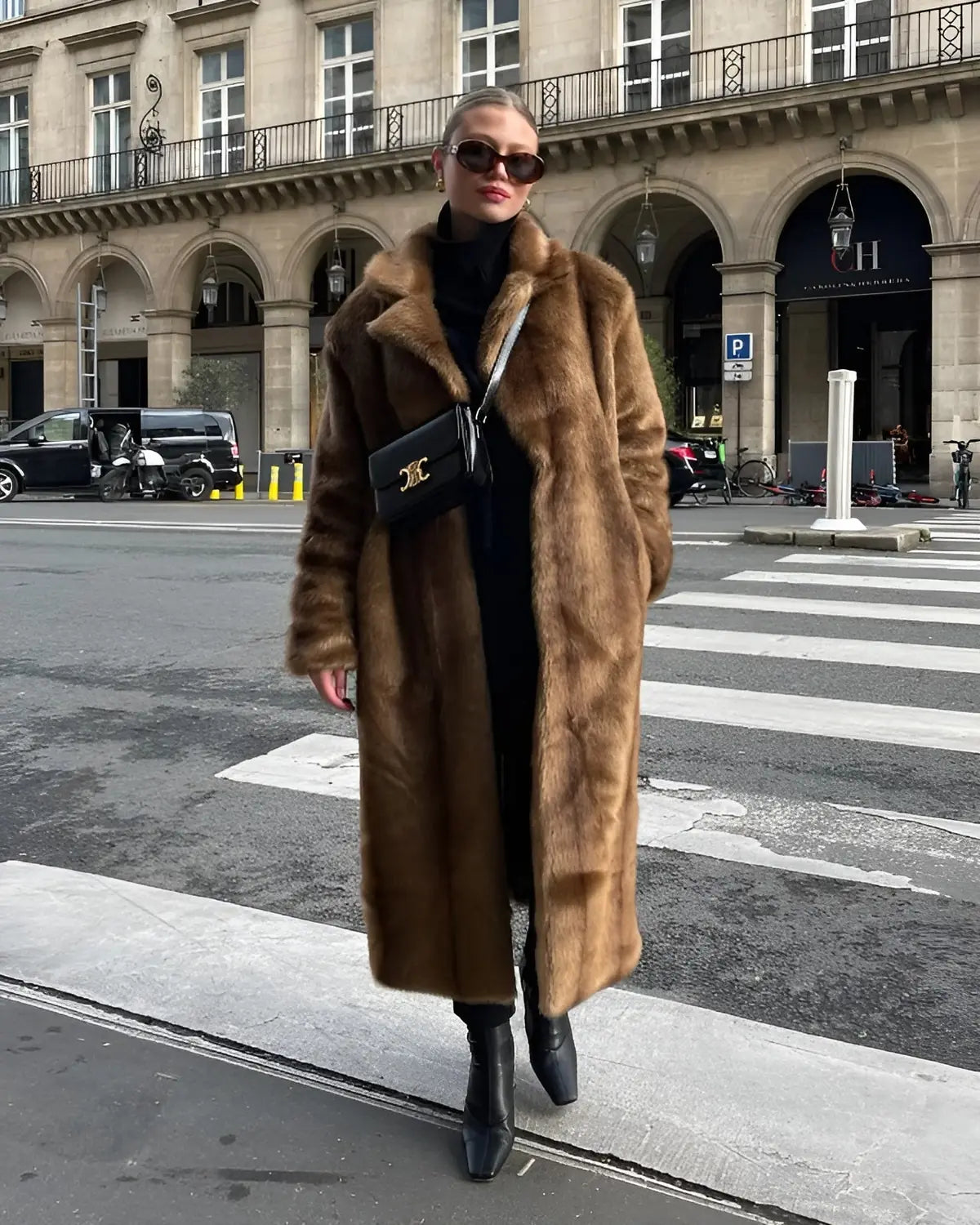 Brown Faux Fur Coat – Long Winter Statement