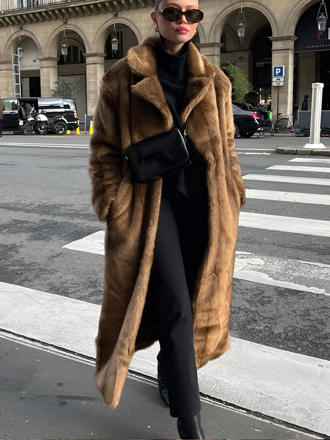 Brown Faux Fur Coat – Long Winter Statement