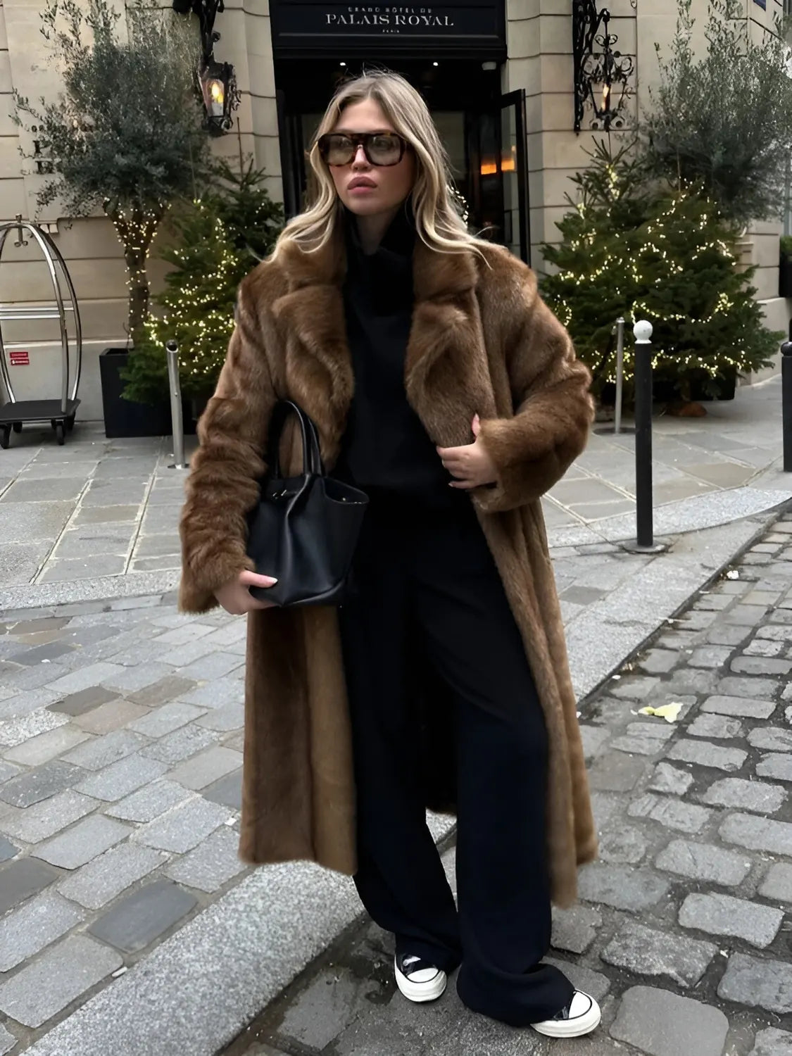 Brown Faux Fur Coat – Long Winter Statement