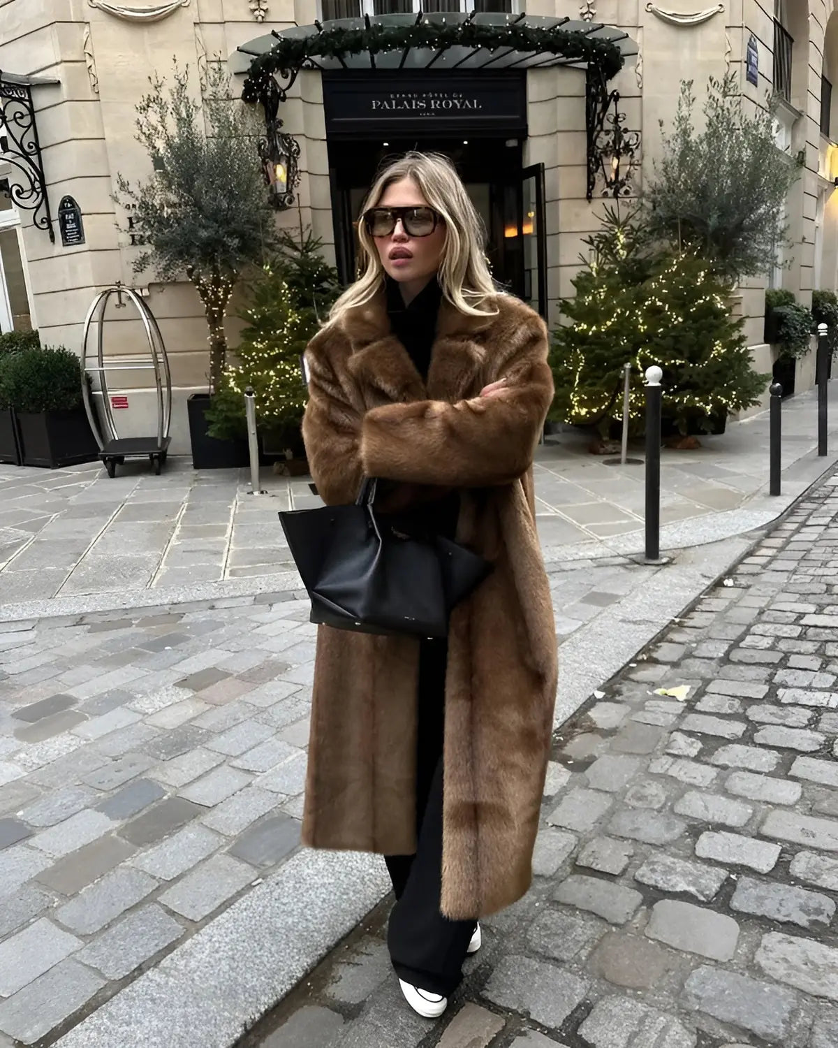 Brown Faux Fur Coat – Long Winter Statement