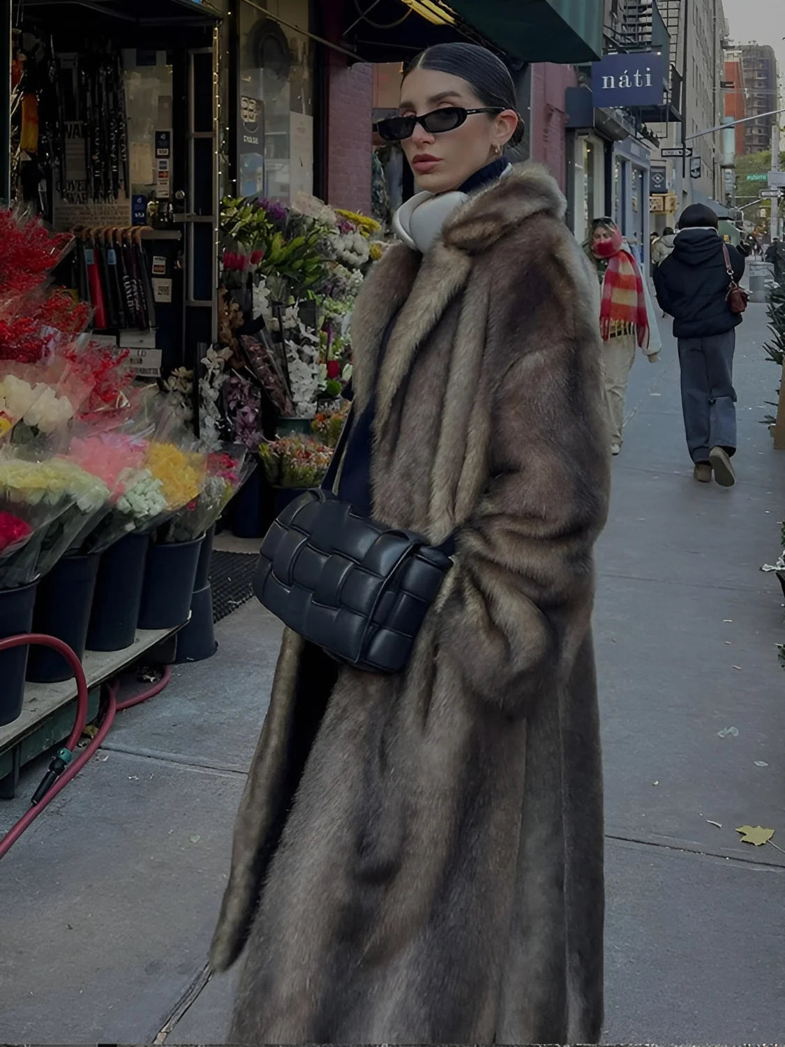 Brown Faux Fur Coat – Long Winter Statement - Grey