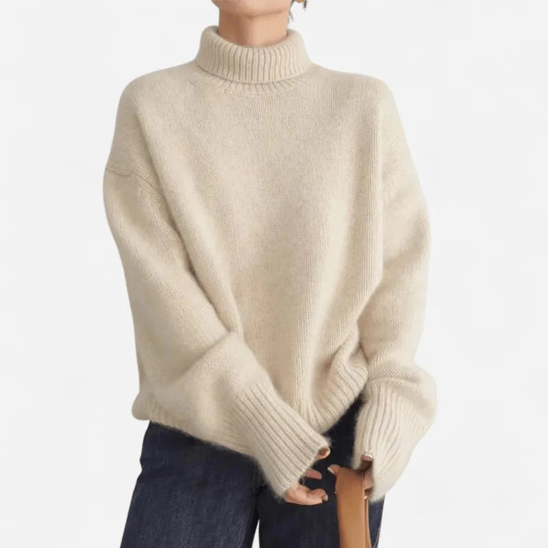 Grey Turtleneck Sweater – Oversized Roll-Neck Winter