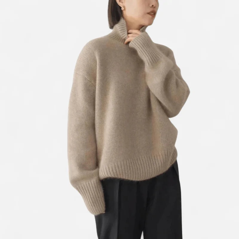 Grey Turtleneck Sweater – Oversized Roll-Neck Winter