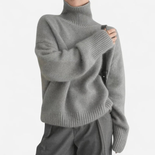 Grey Turtleneck Sweater – Oversized Roll-Neck Winter - Grey