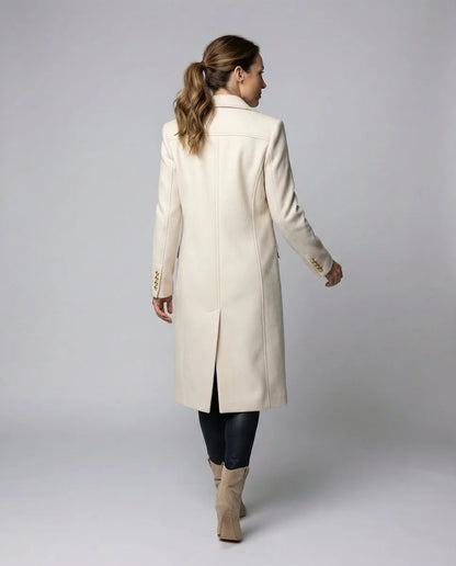 Black Long Coat – Double-Breasted Gold Button Winter