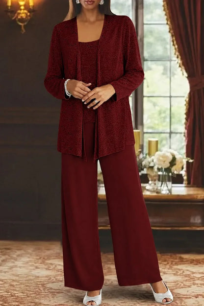 Black Sequin Pant Set – Three-Piece Holiday Cardigan Set