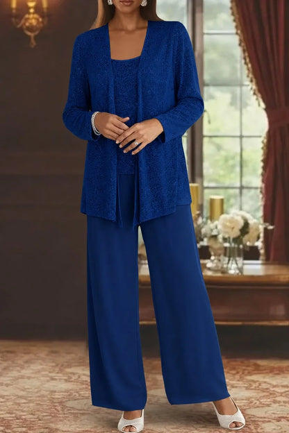 Black Sequin Pant Set – Three-Piece Holiday Cardigan Set
