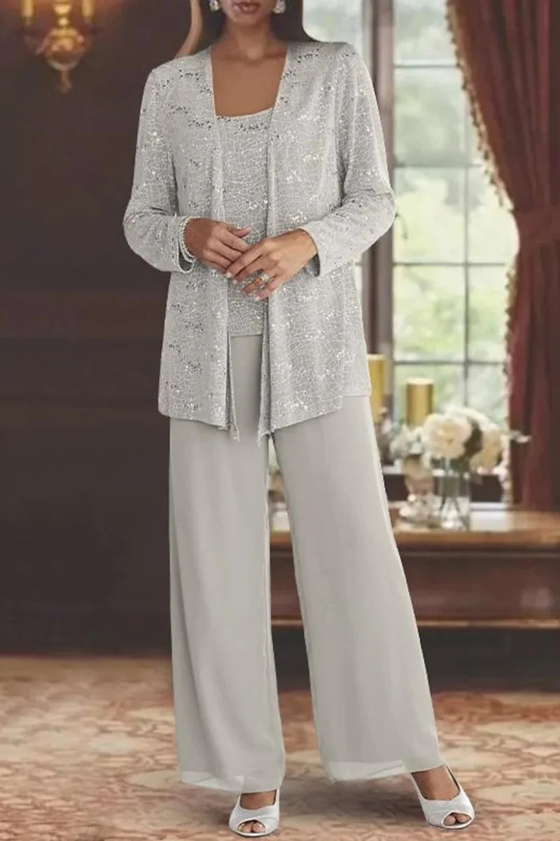 Black Sequin Pant Set – Three-Piece Holiday Cardigan Set
