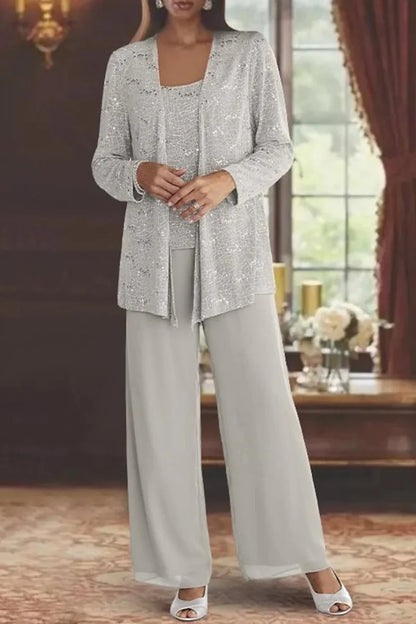 Black Sequin Pant Set – Three-Piece Holiday Cardigan Set