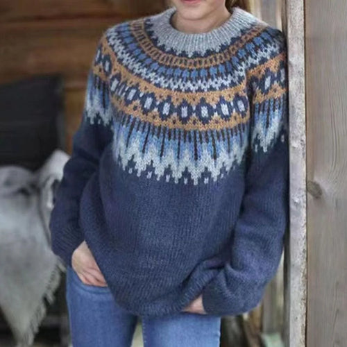 Grey Fair Isle Sweater – Women's Nordic Yoke Winter Knit