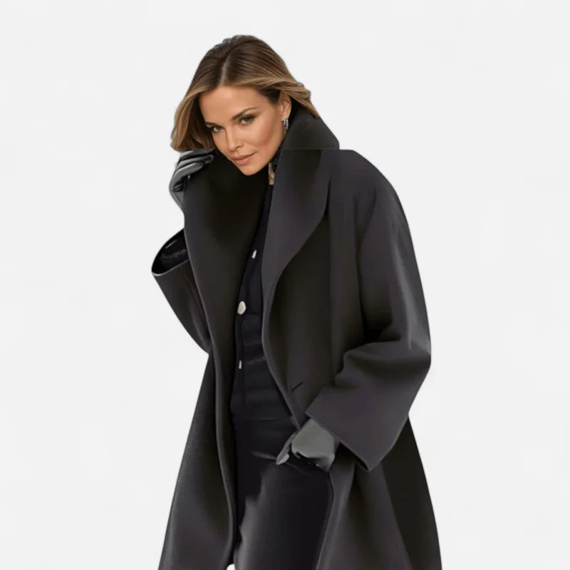Red Coat – Women's Oversized Wide Collar Wool Winter - Black