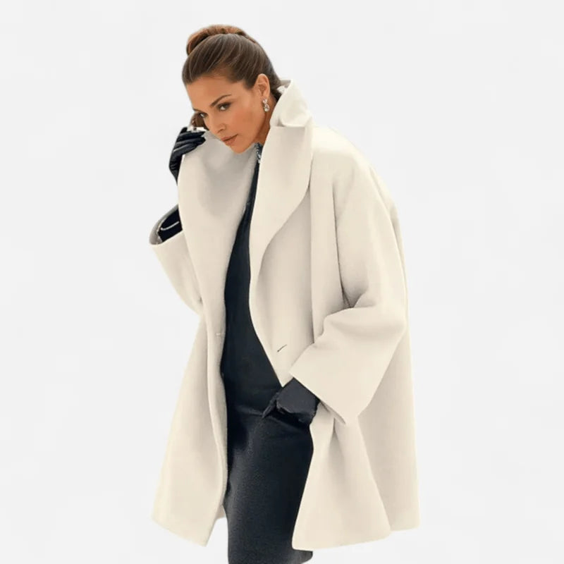 Red Coat – Women's Oversized Wide Collar Wool Winter - Cream