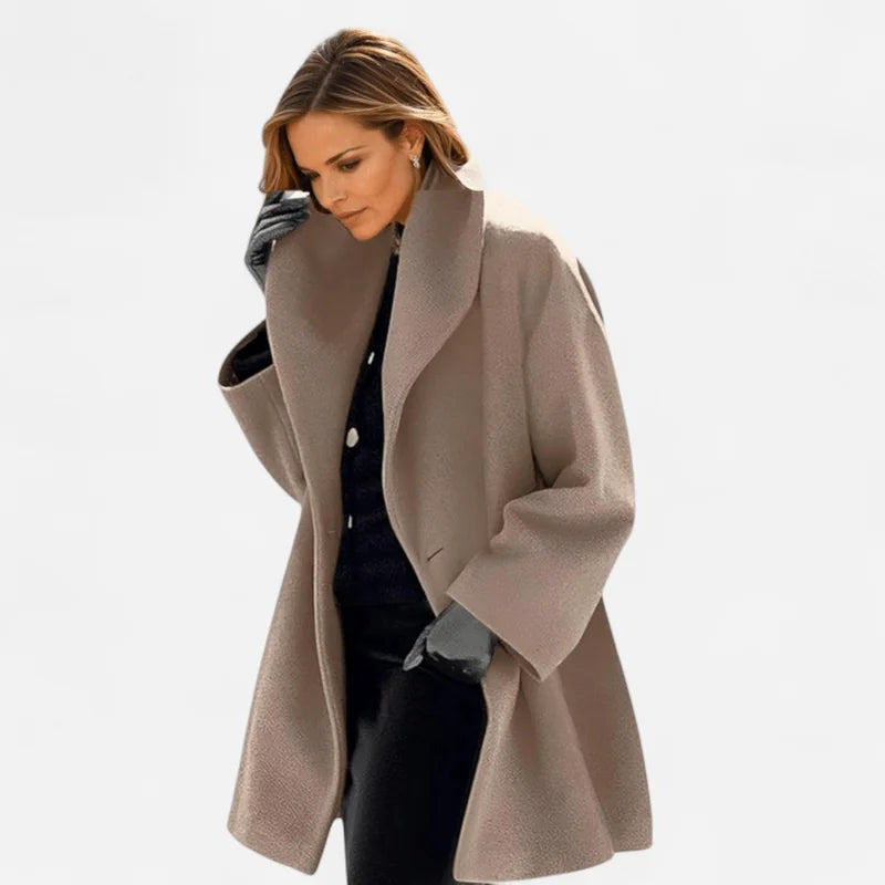 Red Coat – Women's Oversized Wide Collar Wool Winter - Khaki