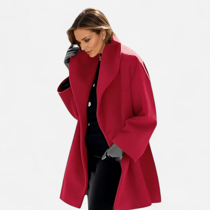 Red Coat – Women's Oversized Wide Collar Wool Winter - Red