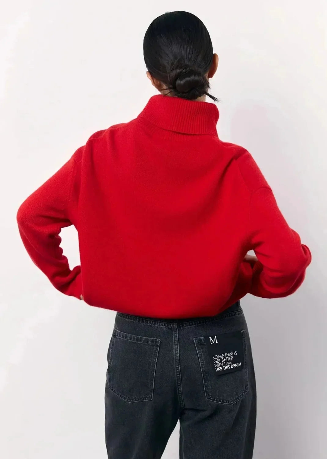 Red Sweater Women – Oversized Roll-Neck Chunky Knit
