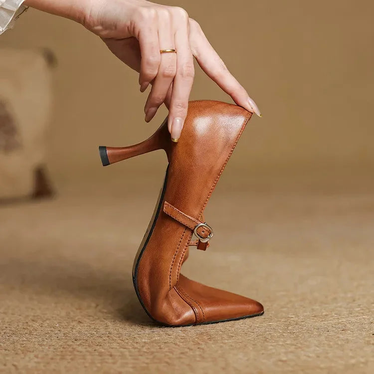Black Kitten Heels – Pointed Toe T-Bar Strap Pumps