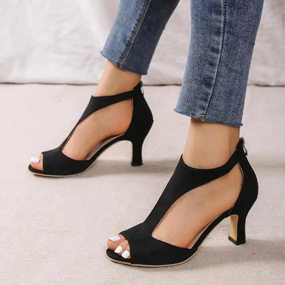Black Peep Toe Heels – Cut-Out Stiletto Ankle Pumps